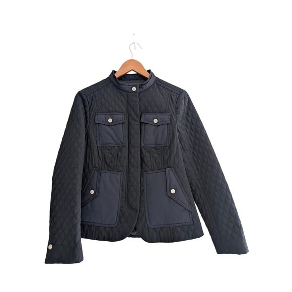 NWT Women's Brooks Brothers Diamond Quilted Jacky Navy Blue Zip Front Sz 8 $568 - Picture 2 of 9